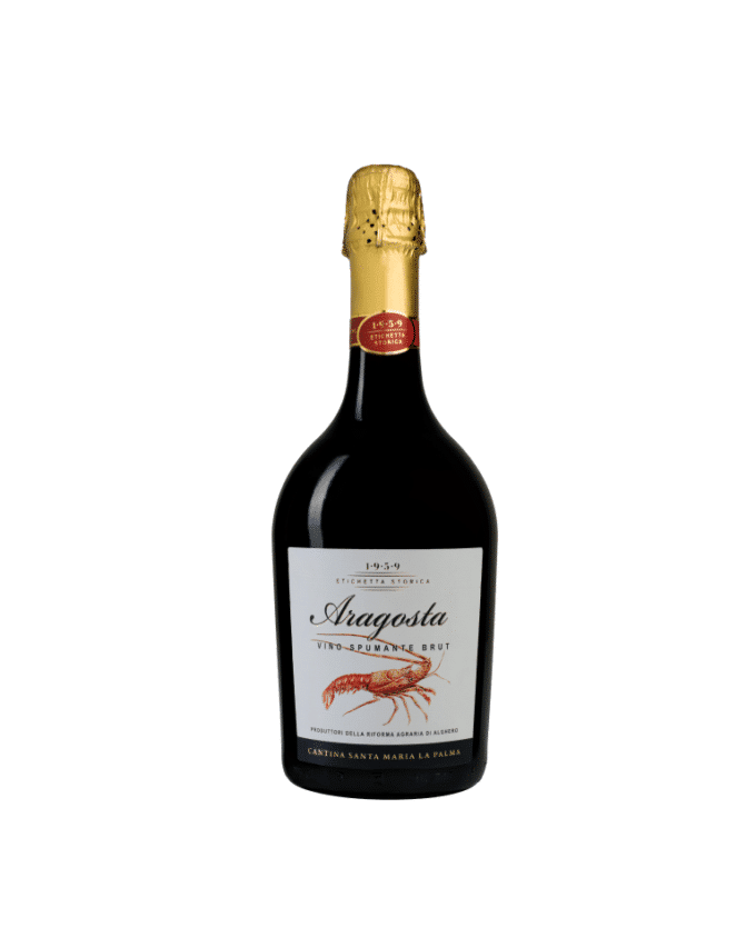 Baltas, putojantis sausas vynas Aragosta Spumante Brut DOC Alghero (11.5%) 0.75 l, Italija