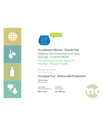 OLO Sardegna DOP alyvuogių aliejus Flos Olei 2026 įvertinimas